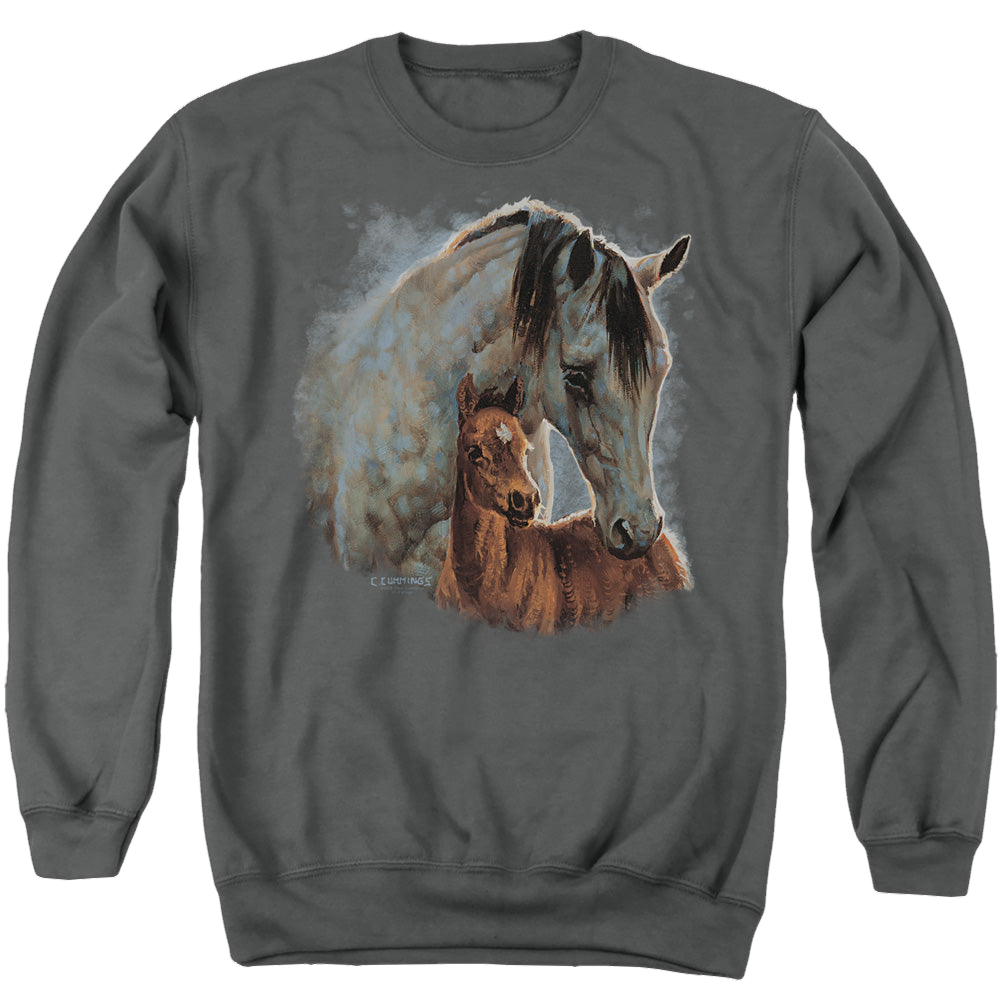 Wild Wings Painted Horses - Men's Crewneck Sweatshirt Men's Crewneck Sweatshirt Wild Wings   