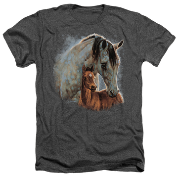 Charcoal men's heather t-shirt with Wild Wings Painted Horses graphic