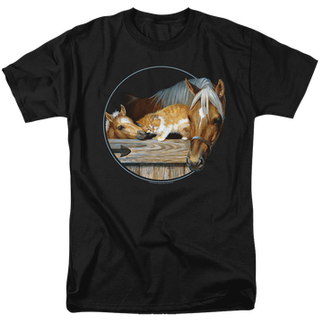 Black men's regular fit t-shirt with Wild Wings Everyone Loves Kitty graphic