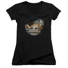 Wild Wings Everyone Loves Kitty - Juniors V-Neck T-Shirt Juniors V-Neck T-Shirt Wild Wings   