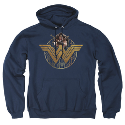 Wonder Woman Power Stance And Emblem Pullover Hoodie Pullover Hoodie Wonder Woman   