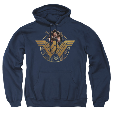 Wonder Woman Power Stance And Emblem Pullover Hoodie Pullover Hoodie Wonder Woman   