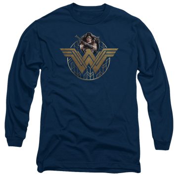 Wonder Woman Power Stance And Emblem Men's Long Sleeve T-Shirt Men's Long Sleeve T-Shirt Wonder Woman   