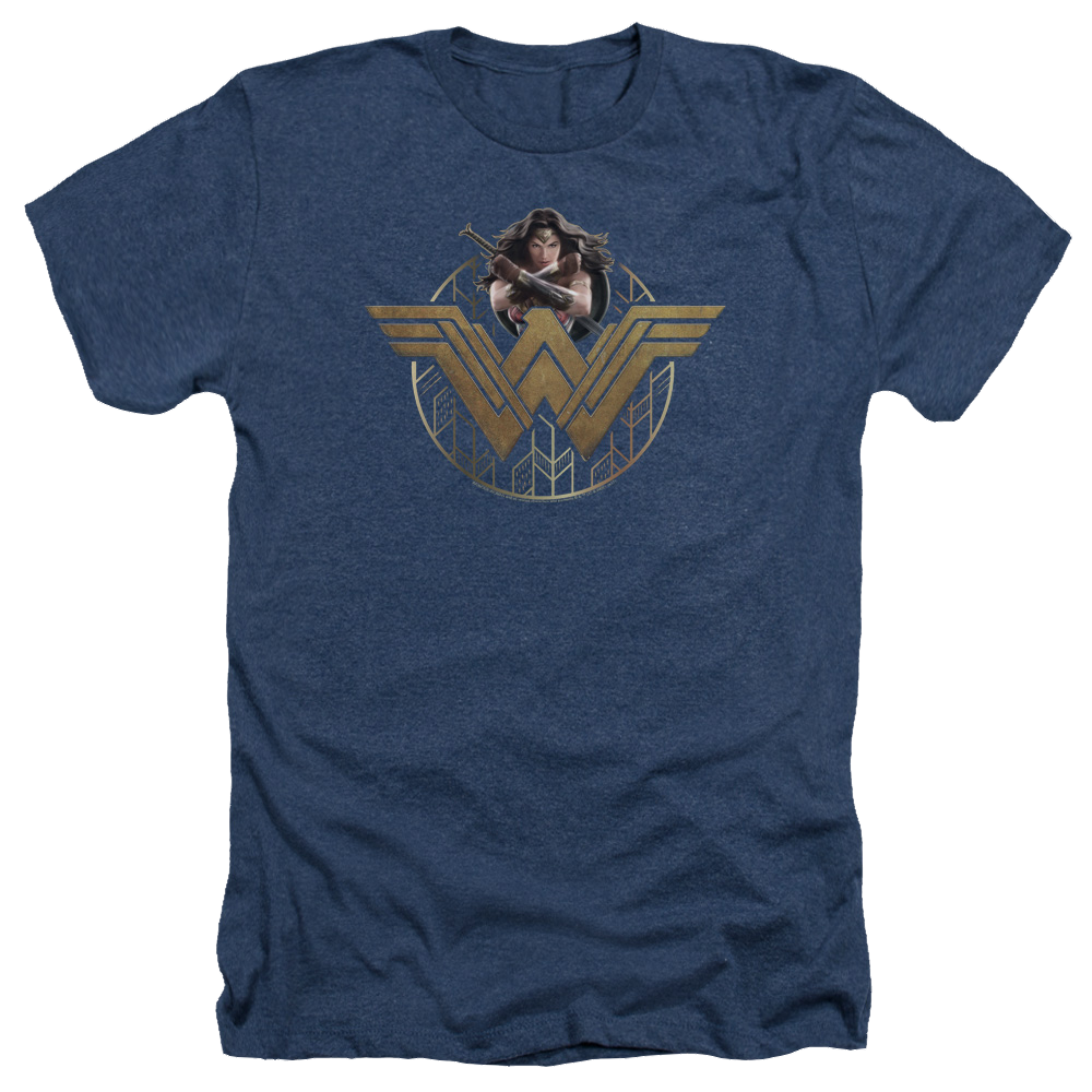 Wonder Woman Power Stance And Emblem Men's Heather T-Shirt Men's Heather T-Shirt Wonder Woman   