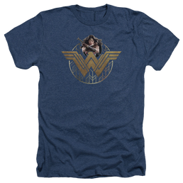 Wonder Woman Power Stance And Emblem Men's Heather T-Shirt Men's Heather T-Shirt Wonder Woman   