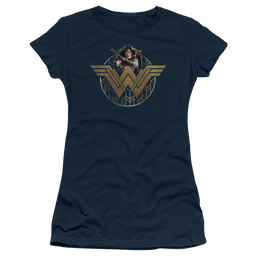 Wonder Woman Power Stance And Emblem Juniors T-Shirt Juniors T-Shirt Wonder Woman   