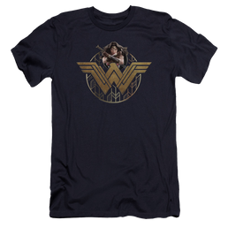 Wonder Woman Power Stance And Emblem Men's Premium Slim Fit T-Shirt Men's Premium Slim Fit T-Shirt Wonder Woman   