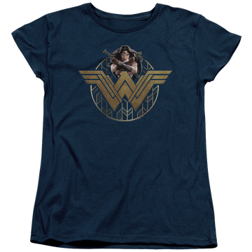 Wonder Woman Power Stance And Emblem Women's T-Shirt Women's T-Shirt Wonder Woman   