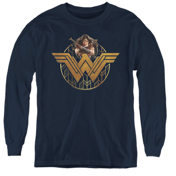 Wonder Woman Movie Power Stance And Emblem - Youth Long Sleeve T-Shirt Youth Long Sleeve T-Shirt Wonder Woman   