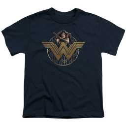 Wonder Woman Movie Power Stance And Emblem - Youth T-Shirt Youth T-Shirt (Ages 8-12) Wonder Woman   