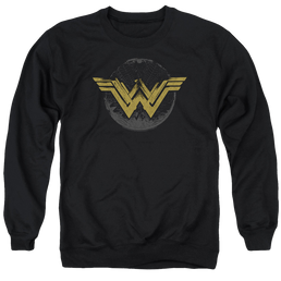Wonder Woman Distressed Logo Men's Crewneck Sweatshirt Men's Crewneck Sweatshirt Wonder Woman   