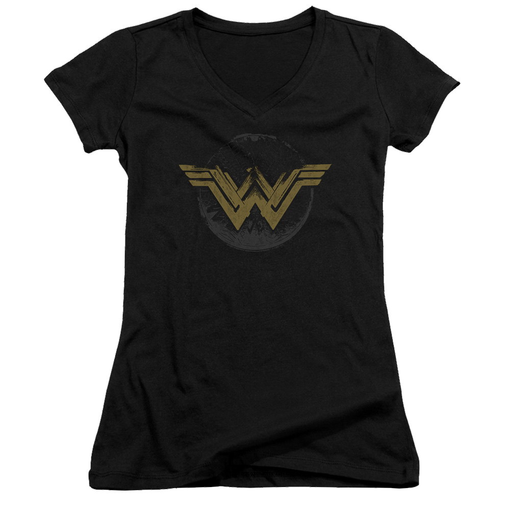 Wonder Woman Distressed Logo Juniors V-Neck T-Shirt Juniors V-Neck T-Shirt Wonder Woman   