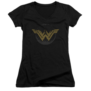 Wonder Woman Distressed Logo Juniors V-Neck T-Shirt Juniors V-Neck T-Shirt Wonder Woman   