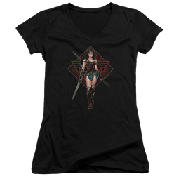Wonder Woman Warrior Juniors V-Neck T-Shirt Juniors V-Neck T-Shirt Wonder Woman   