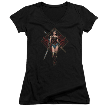 Wonder Woman Warrior Juniors V-Neck T-Shirt Juniors V-Neck T-Shirt Wonder Woman   