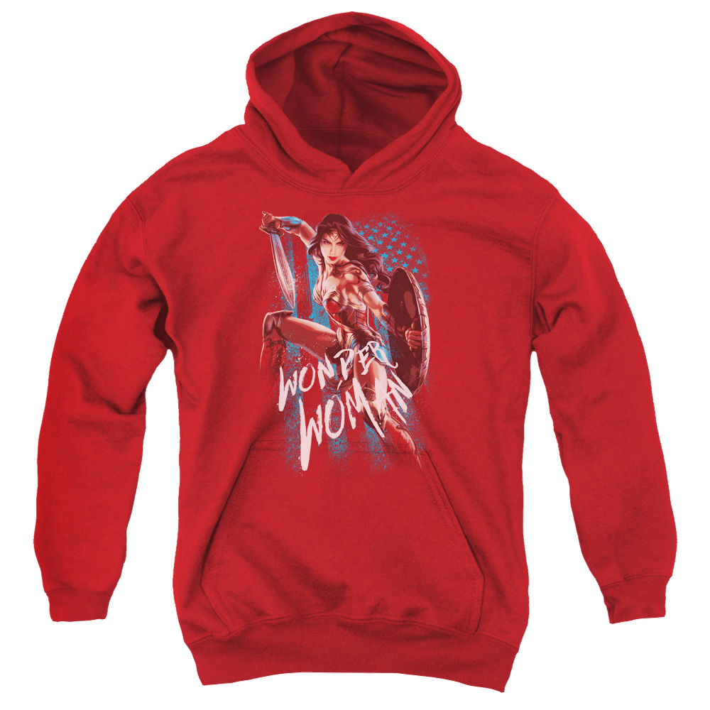 Wonder Woman Movie American Hero - Youth Hoodie Youth Hoodie (Ages 8-12) Wonder Woman   