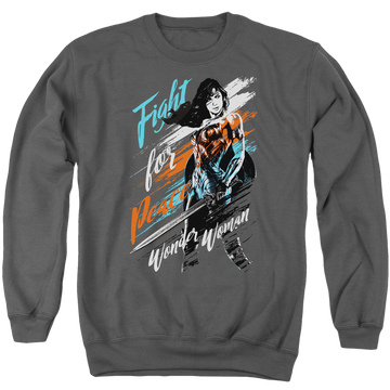 Wonder Woman Fight For Peace Men's Crewneck Sweatshirt Men's Crewneck Sweatshirt Wonder Woman   