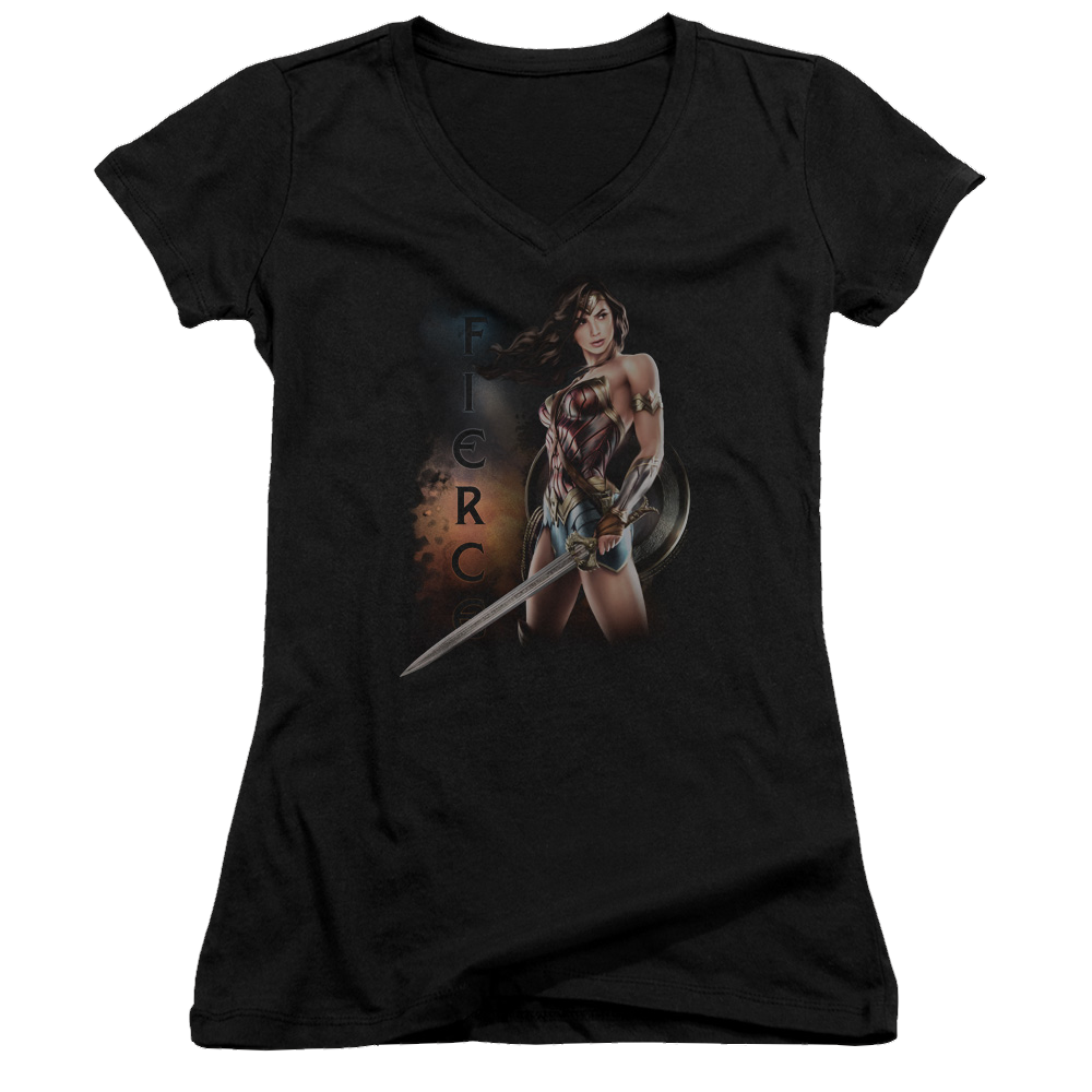 Wonder Woman Fierce Juniors V-Neck T-Shirt Juniors V-Neck T-Shirt Wonder Woman   