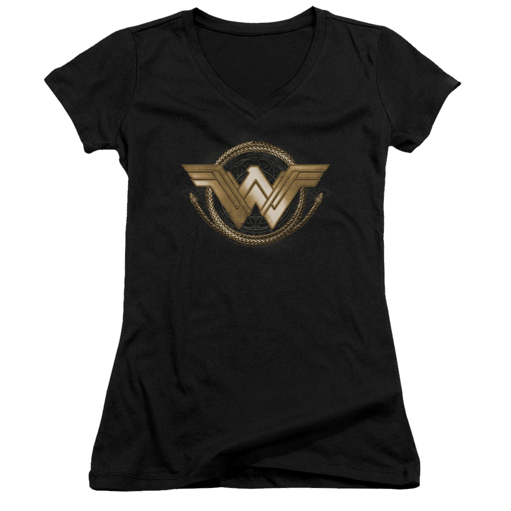 Wonder Woman Lasso Logo Juniors V-Neck T-Shirt Juniors V-Neck T-Shirt Wonder Woman   