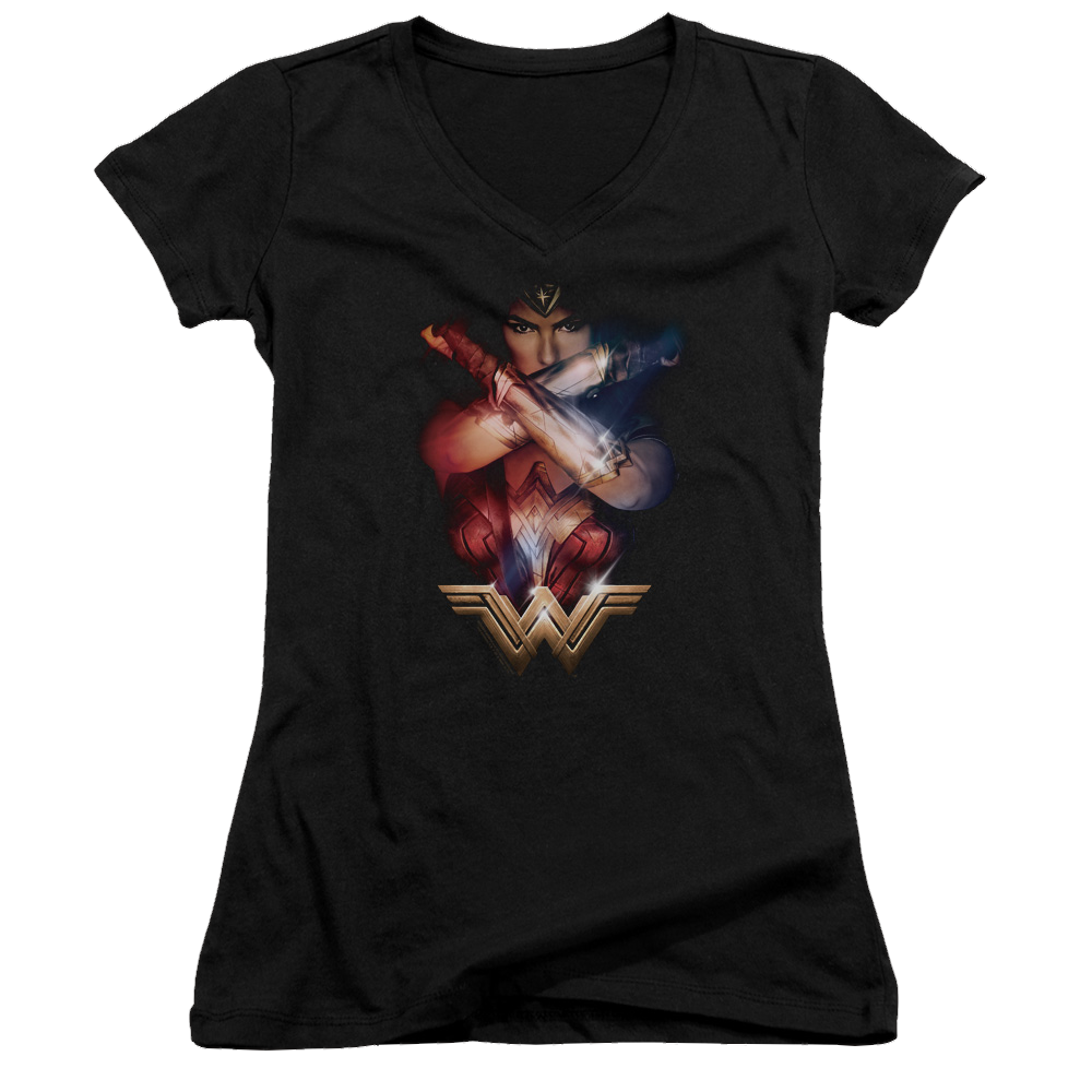 Wonder Woman Arms Crossed Juniors V-Neck T-Shirt Juniors V-Neck T-Shirt Wonder Woman   