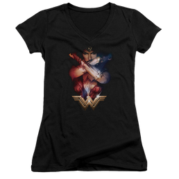 Wonder Woman Arms Crossed Juniors V-Neck T-Shirt Juniors V-Neck T-Shirt Wonder Woman   