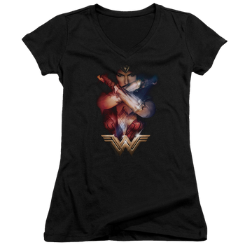 Wonder Woman Arms Crossed Juniors V-Neck T-Shirt Juniors V-Neck T-Shirt Wonder Woman   