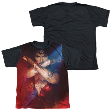 Wonder Woman Movie Arms Crossed youth black back t-shirt for ages 8 to 12