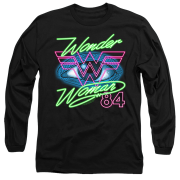 Black men's long sleeve t-shirt with Wonder Woman 1984 84 Eye graphic