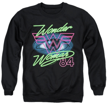 Black men's crewneck sweatshirt with Wonder Woman 1984 84 Eye graphic