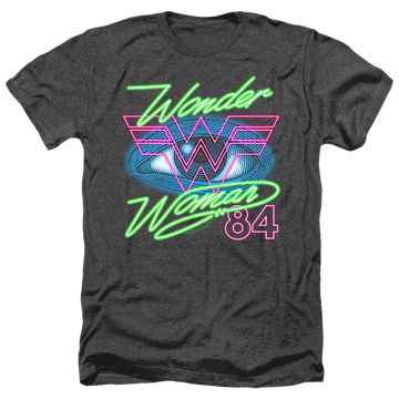 Charcoal men's heather t-shirt with Wonder Woman 1984 84 Eye graphic