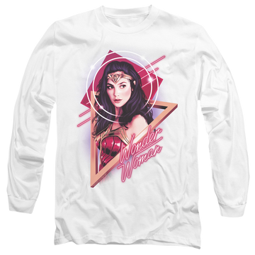 White men's long sleeve t-shirt with Wonder Woman 1984 Soft Glow graphic