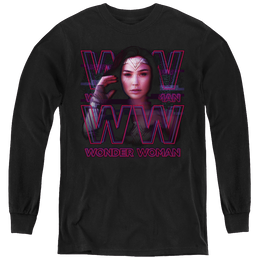 Wonder Woman 1984 Vaporwave Wonder Woman - Youth Long Sleeve T-Shirt Youth Long Sleeve T-Shirt Wonder Woman   