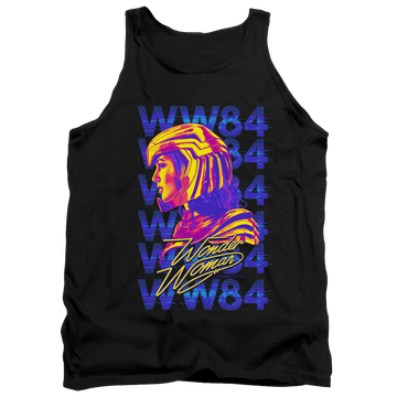 Black men's tank with Wonder Woman 1984 Ww84 Repeat graphic