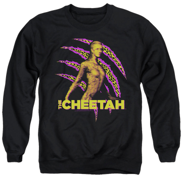 Black men's crewneck sweatshirt with Wonder Woman 1984 The Cheetah graphic
