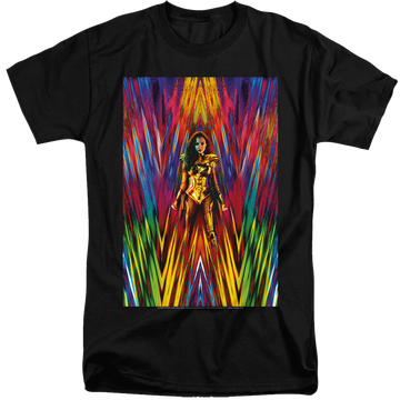 Black men's tall fit t-shirt with Wonder Woman 1984 Ww84 Poster graphic