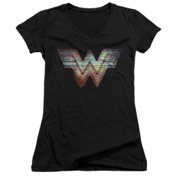 Wonder Woman 1984 Static Logo - Juniors V-Neck T-Shirt Juniors V-Neck T-Shirt Wonder Woman   