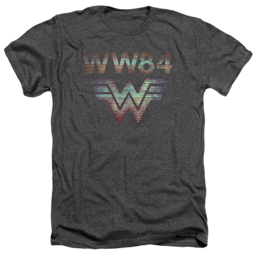Charcoal men's heather t-shirt with Wonder Woman 1984 Static Tv Lines graphic