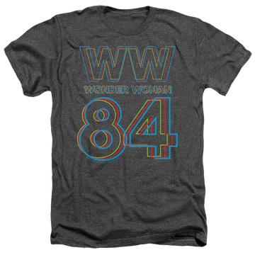 Charcoal men's heather t-shirt with Wonder Woman 1984 3D Hype Logo graphic