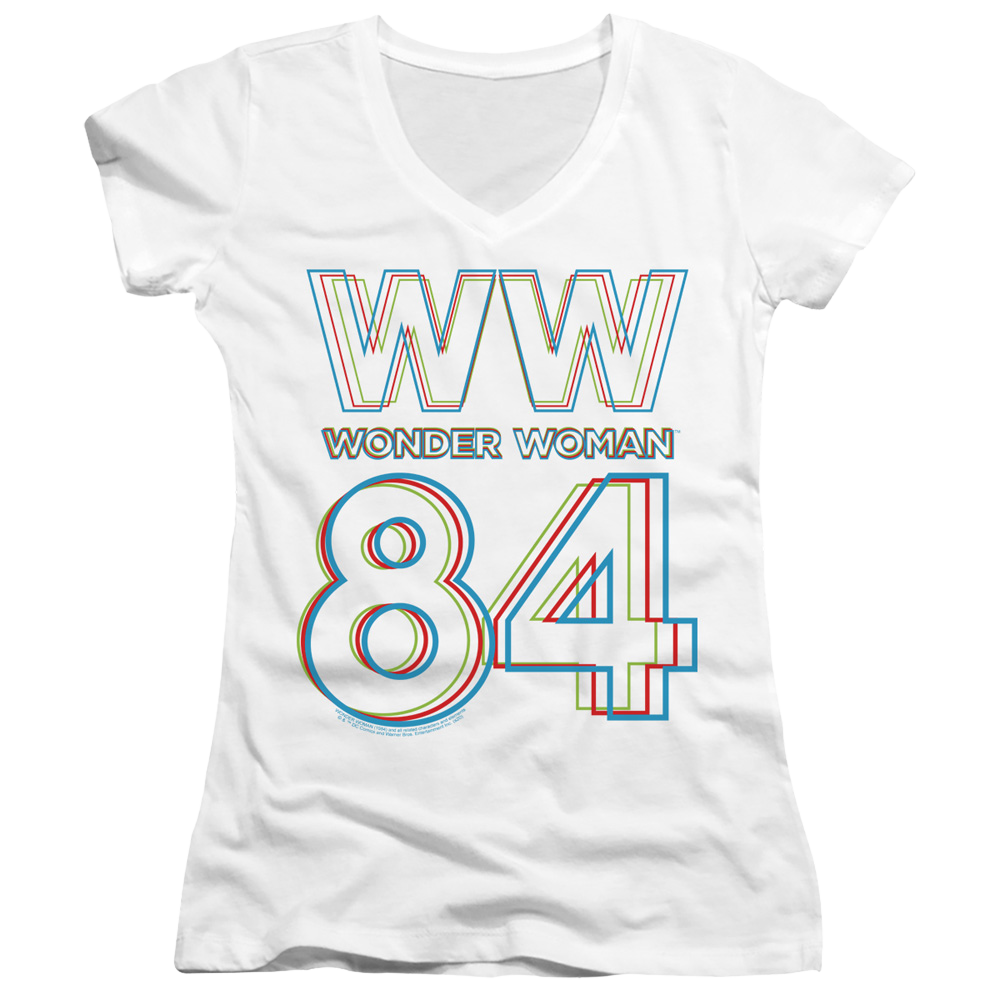 Wonder Woman 1984 3D Hype Logo - Juniors V-Neck T-Shirt Juniors V-Neck T-Shirt Wonder Woman   