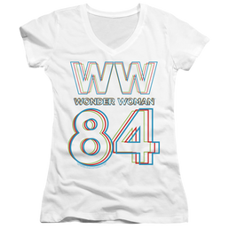 Wonder Woman 1984 3D Hype Logo - Juniors V-Neck T-Shirt Juniors V-Neck T-Shirt Wonder Woman   