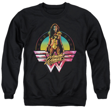 Black men's crewneck sweatshirt with Wonder Woman 1984 Color Pop graphic
