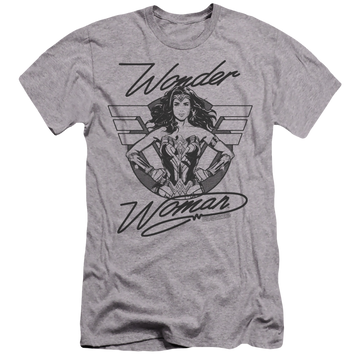 Athletic heather men's premium slim fit t-shirt with Wonder Woman 1984 Determined Wonder graphic