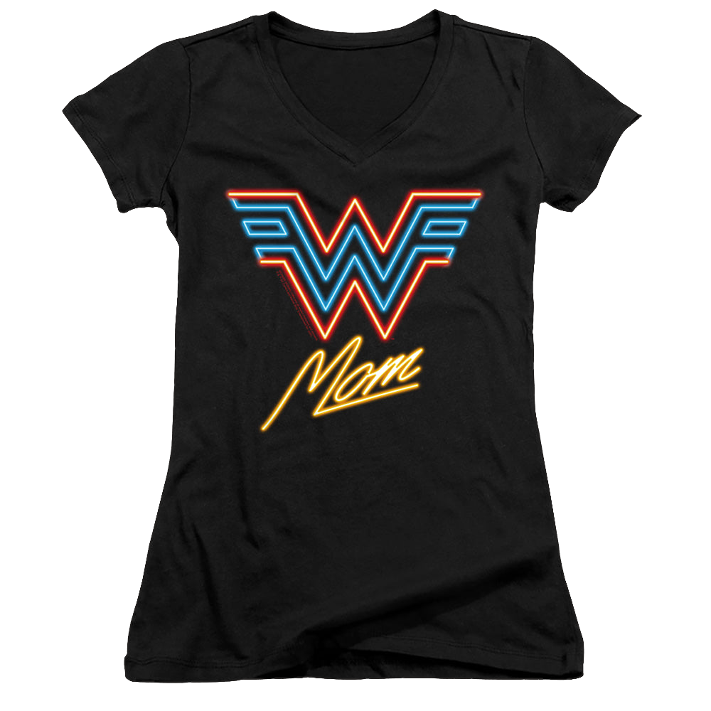 Wonder Woman 1984 Wonder Mom Neon - Juniors V-Neck T-Shirt Juniors V-Neck T-Shirt Wonder Woman   