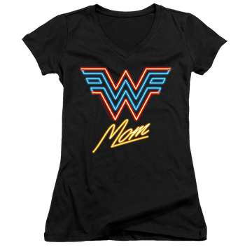 Wonder Woman 1984 Wonder Mom Neon - Juniors V-Neck T-Shirt Juniors V-Neck T-Shirt Wonder Woman   