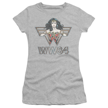 Athletic heather juniors t-shirt with Wonder Woman 1984 In Symbol graphic