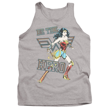 Athletic heather men's tank with Wonder Woman 1984 Be The Hero graphic