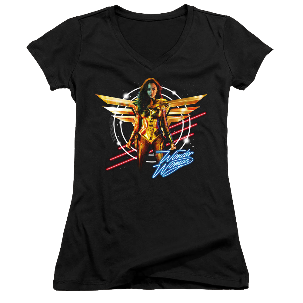 Wonder Woman 1984 Space Poster - Juniors V-Neck T-Shirt Juniors V-Neck T-Shirt Wonder Woman   