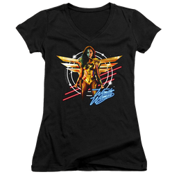 Wonder Woman 1984 Space Poster - Juniors V-Neck T-Shirt Juniors V-Neck T-Shirt Wonder Woman   