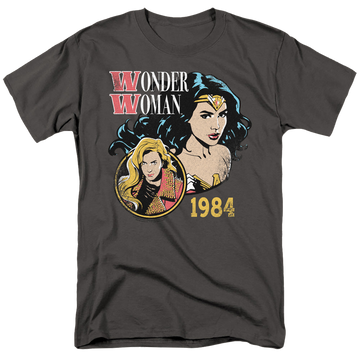 Charcoal men's regular fit t-shirt with Wonder Woman 1984 84 Retro graphic
