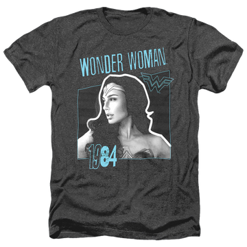 Black men's heather t-shirt with Wonder Woman 1984 Thin Line graphic
